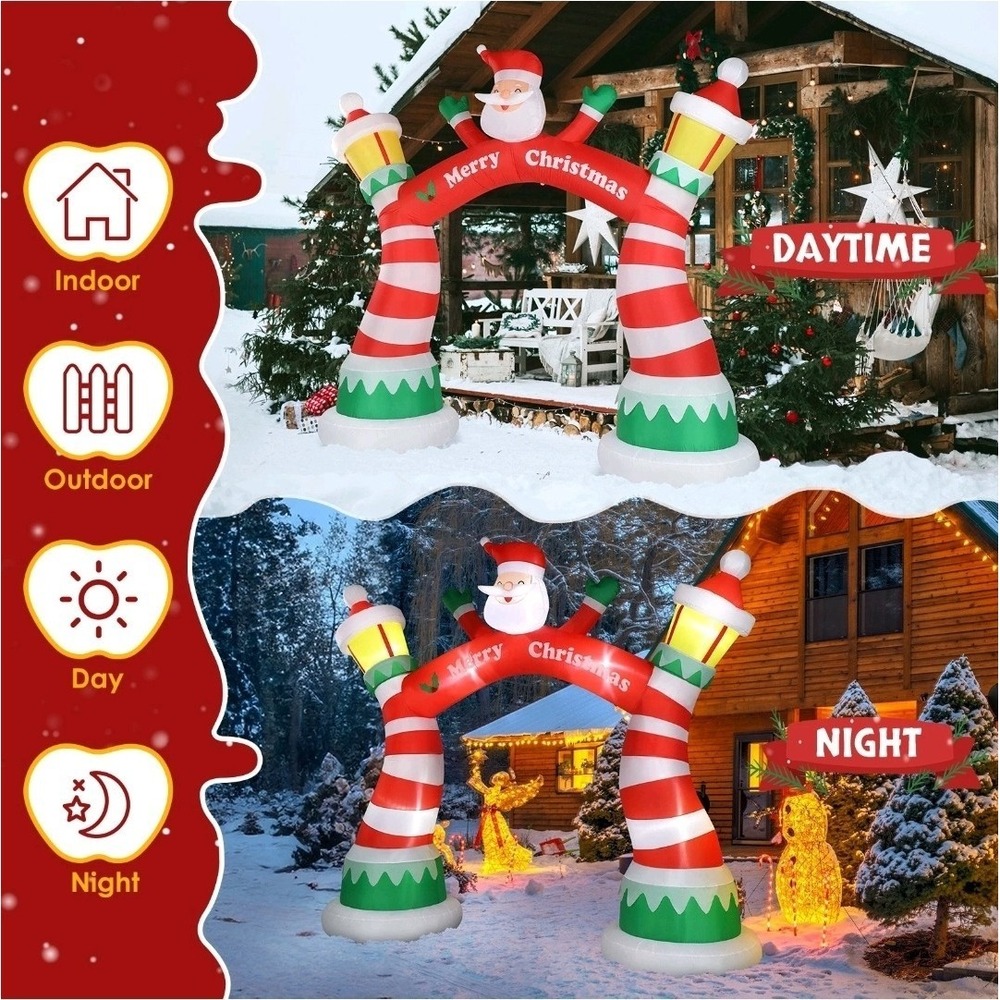Giant‎ 10ft Lighted Santa Christmas Arch Inflatable Outdoor Yard Entryway Decor - Picture 3 of 4
